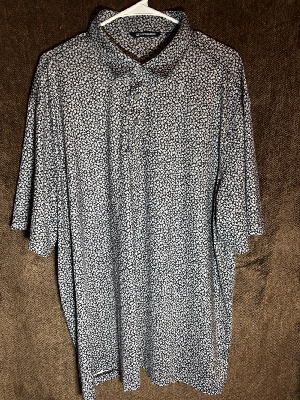 Cutter & Buck Black and White Micro Floral Polo